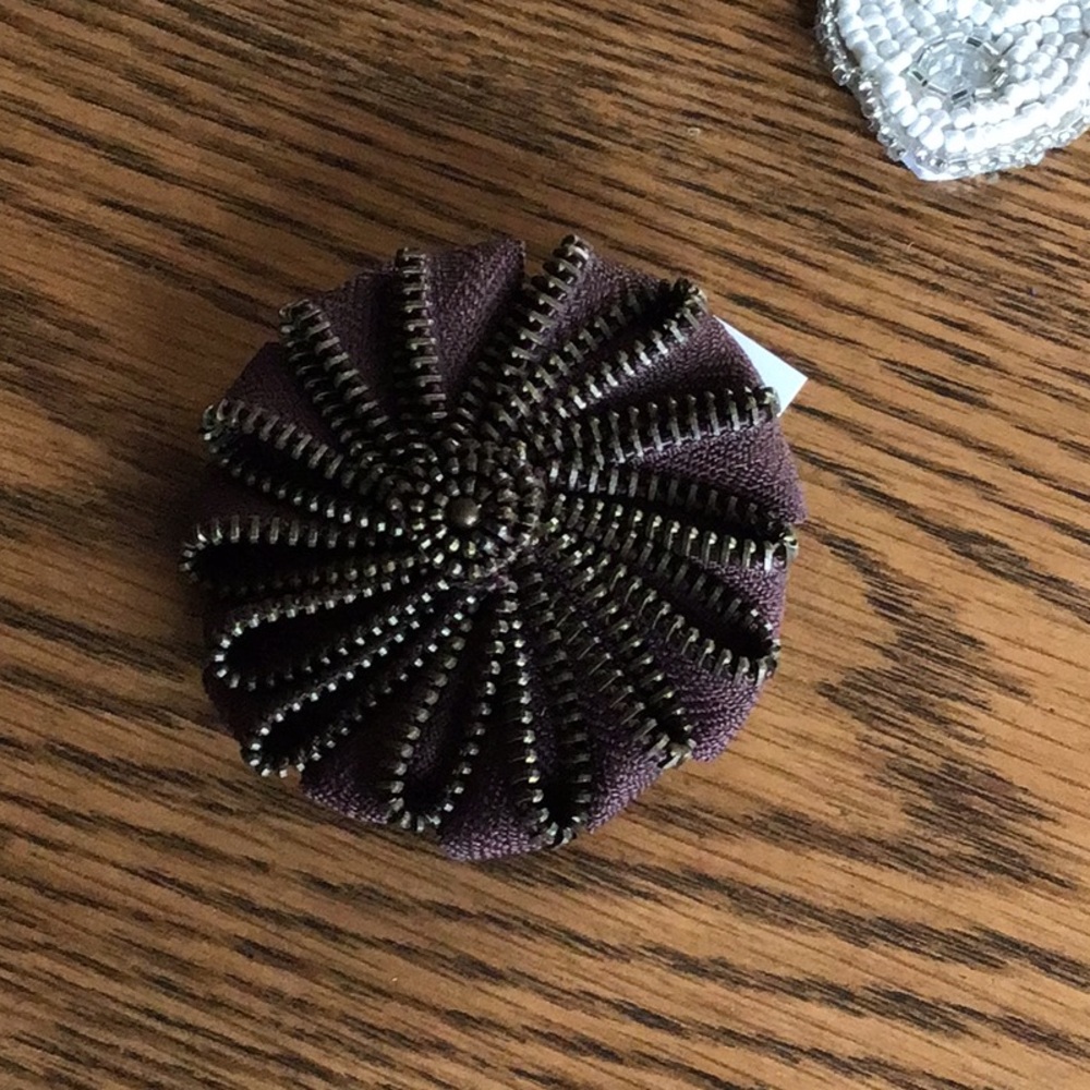 Elegant Brown Beaded Brooch - NWT